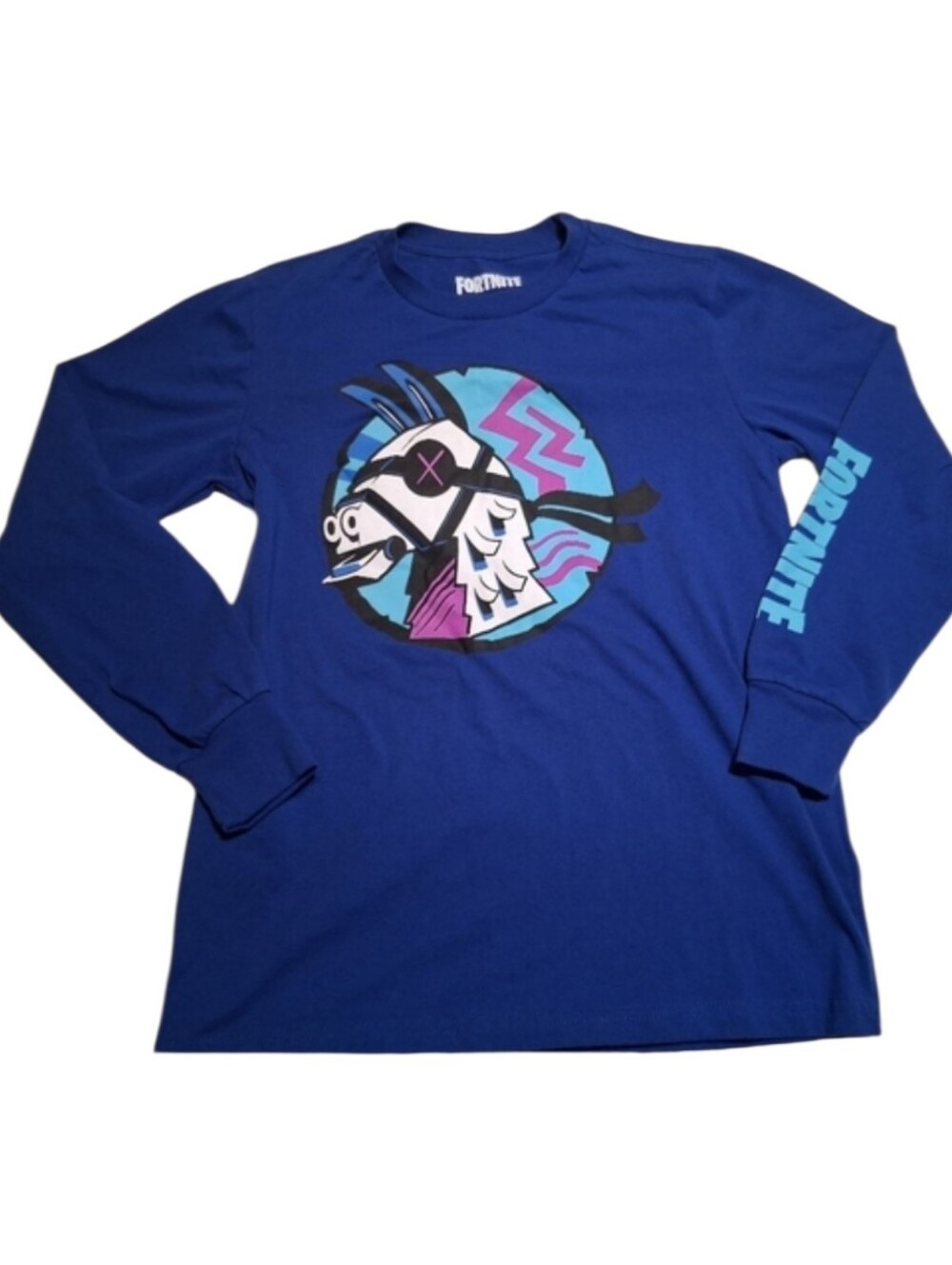 EUC - Fortnite Llama Blue Long Sleeve Shirt Kids 10/12 - Boys